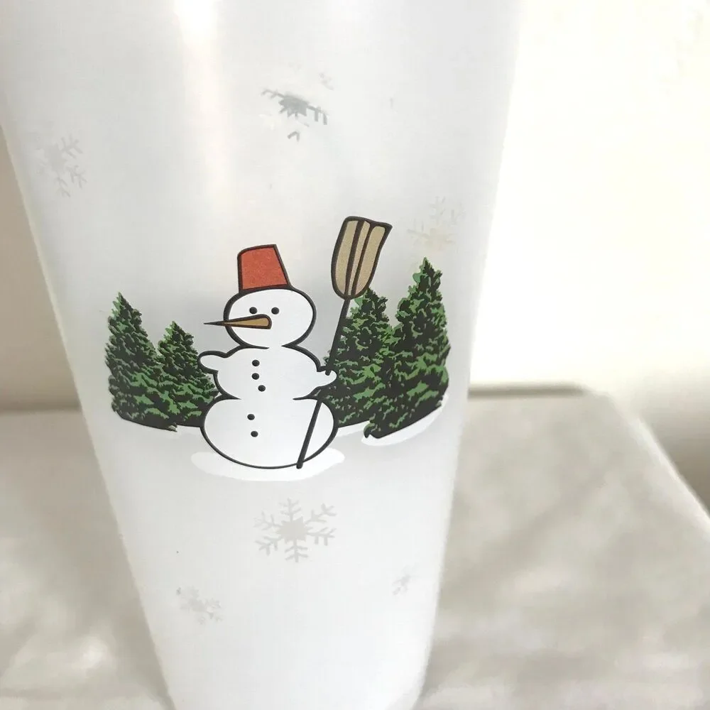 Pepsi-Cola happy holidays Christmas 16oz cups Snowman set of 2 Hard Plastic NEW